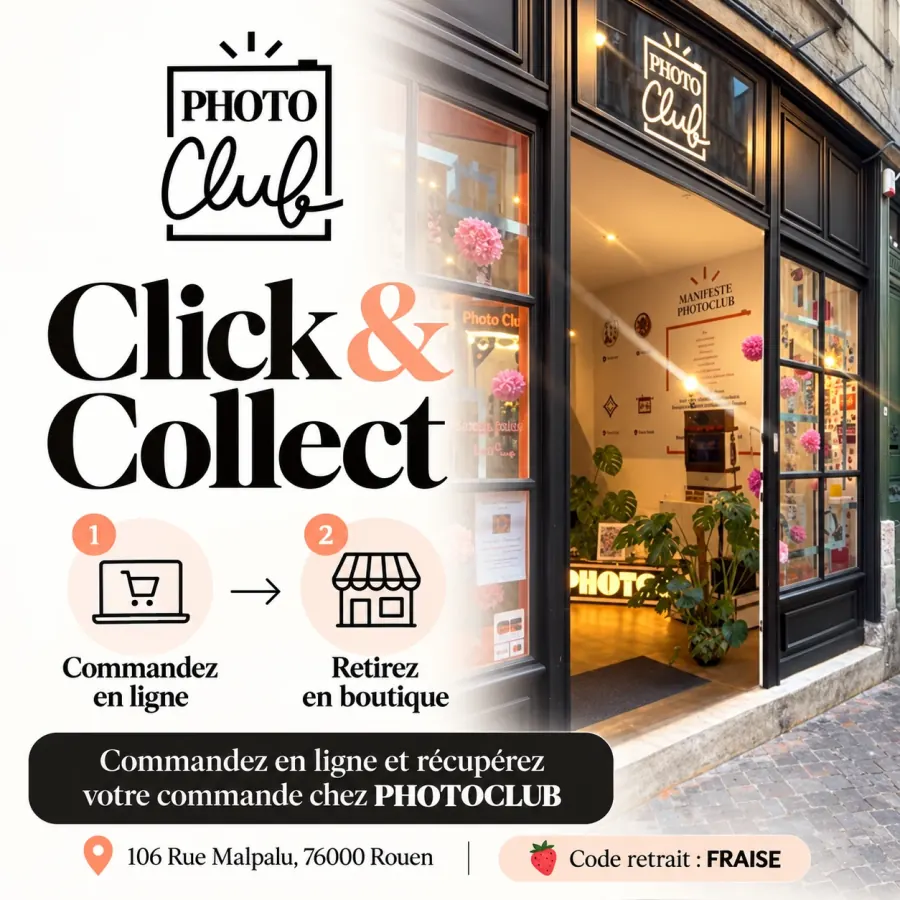 Click & Collect des confitures artisanales d’Anne-Sophie chez PHOTOCLUB, 106 rue Malpalu à Rouen (quartier Saint-Maclou) : commandez en ligne, retirez en boutique